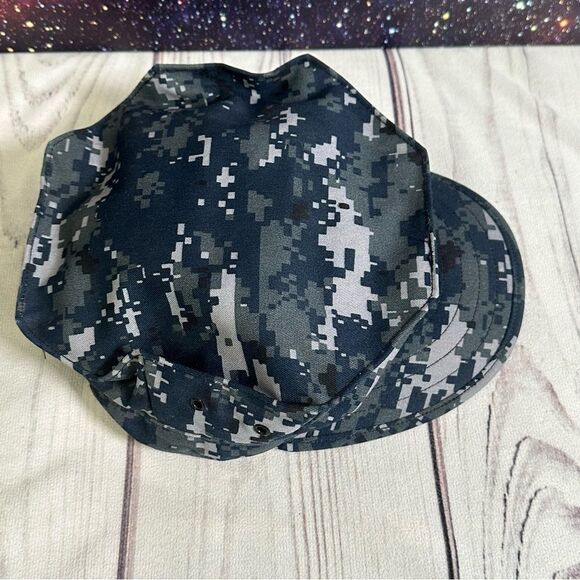 US Navy Hat Cap Working Utility Sekri Digital Blueberry Camo 8 Point Size 7 3/4 - Picture 6 of 8